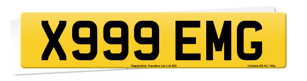 Registration number X999 EMG